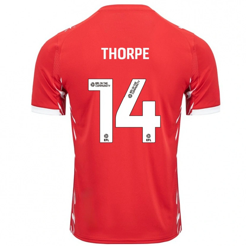 Danxen Bambino Maglia Ayden Thorpe #14 Rosso Bianco Kit Gara Home 2025/26 Maglietta
