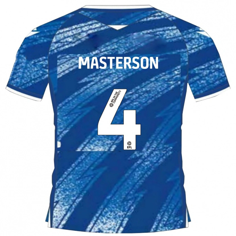 Danxen Bambino Maglia Conor Masterson #4 Blu Bianco Kit Gara Home 2025/26 Maglietta