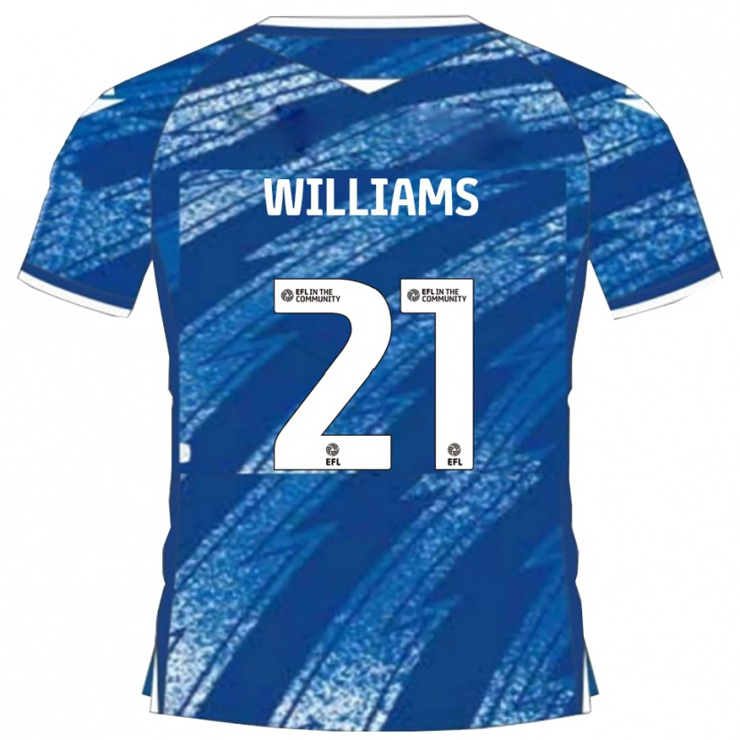 Danxen Bambino Maglia Euan Williams #21 Blu Bianco Kit Gara Home 2025/26 Maglietta