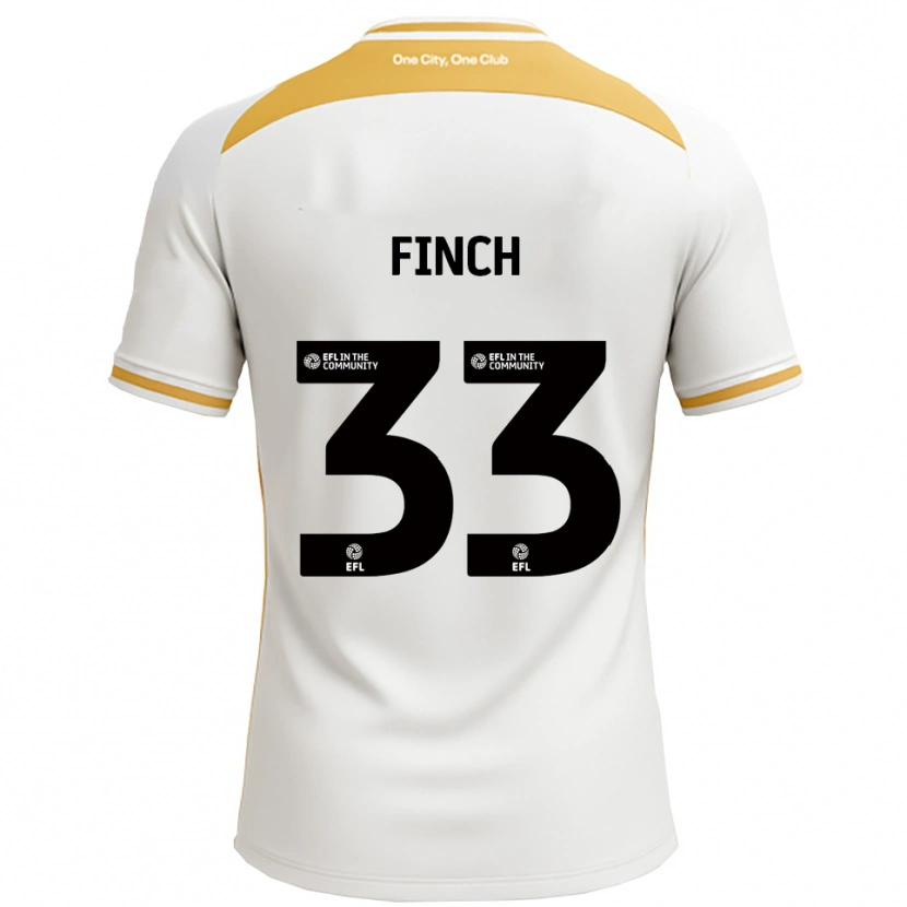 Danxen Bambino Maglia Tom Finch #33 Bianco Oro Kit Gara Home 2025/26 Maglietta