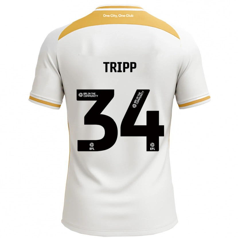 Danxen Bambino Maglia Callum Tripp #34 Bianco Oro Kit Gara Home 2025/26 Maglietta