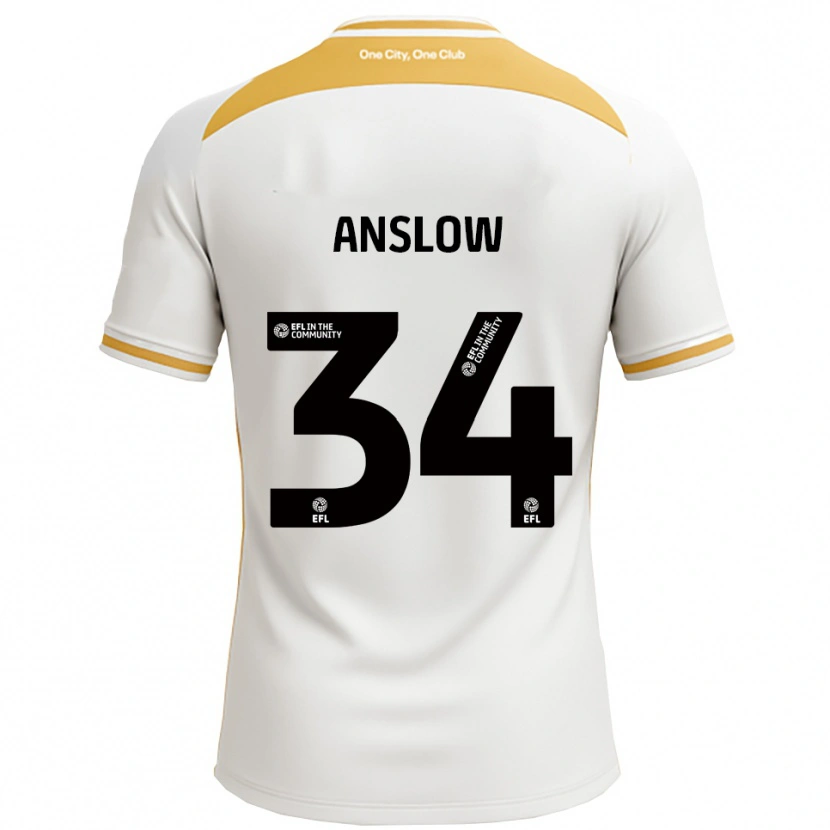 Danxen Bambino Maglia Lauren Anslow #34 Bianco Oro Kit Gara Home 2025/26 Maglietta