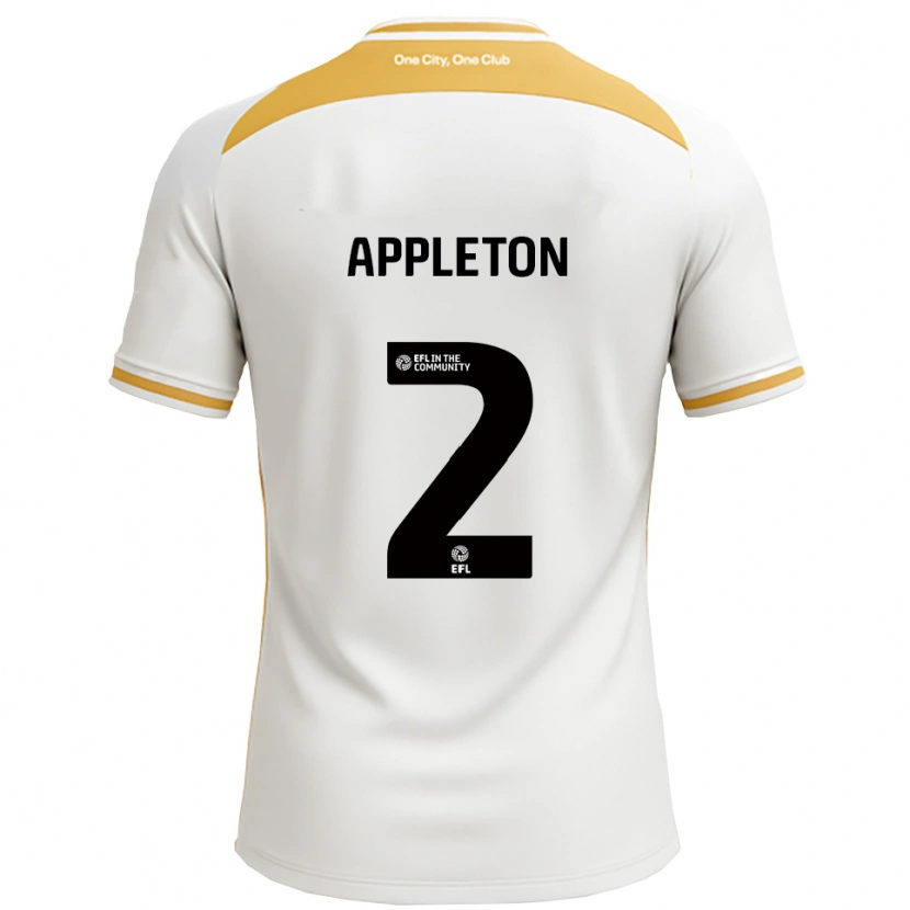 Danxen Bambino Maglia Tara Appleton #2 Bianco Oro Kit Gara Home 2025/26 Maglietta