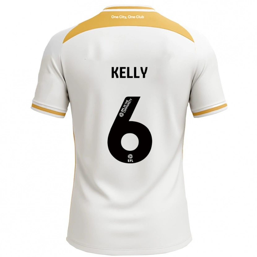 Danxen Bambino Maglia Liam Kelly #6 Bianco Oro Kit Gara Home 2025/26 Maglietta