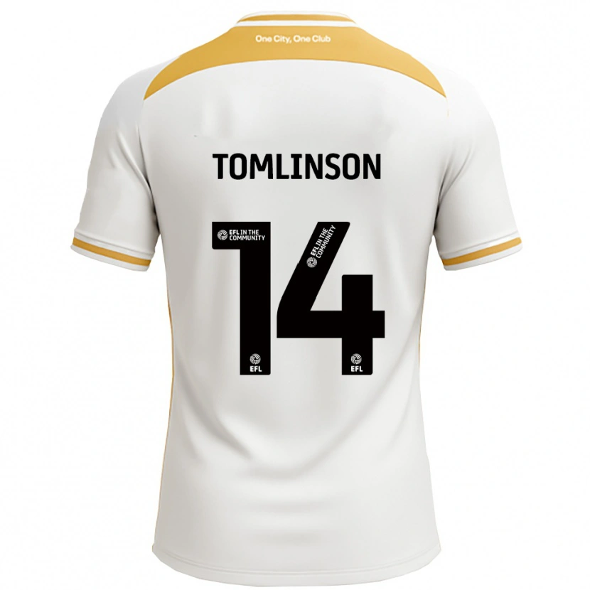 Danxen Bambino Maglia Joe Tomlinson #14 Bianco Oro Kit Gara Home 2025/26 Maglietta