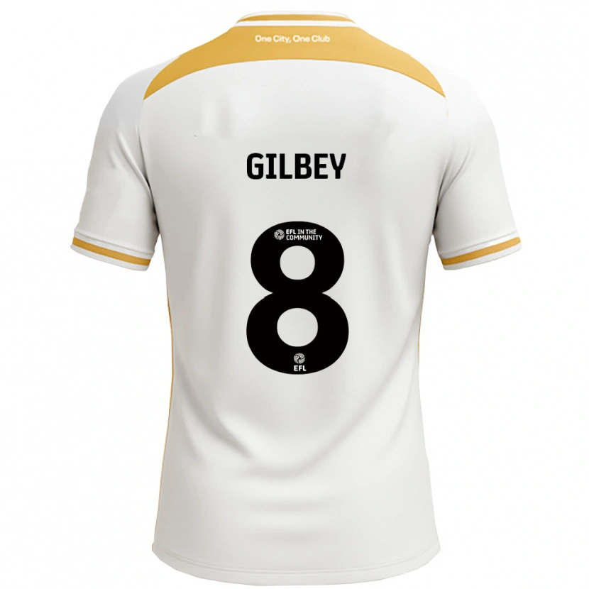 Danxen Bambino Maglia Alex Gilbey #8 Bianco Oro Kit Gara Home 2025/26 Maglietta