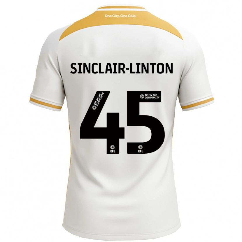 Danxen Bambino Maglia Kobe Sinclair-Linton #45 Bianco Oro Kit Gara Home 2025/26 Maglietta