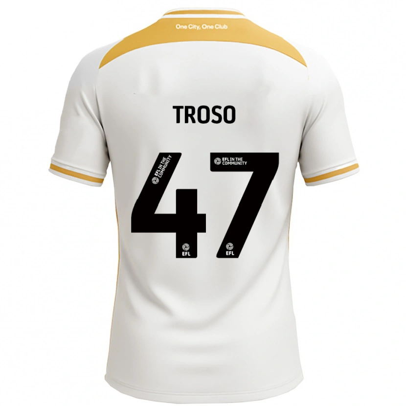 Danxen Bambino Maglia Simone Troso #47 Bianco Oro Kit Gara Home 2025/26 Maglietta