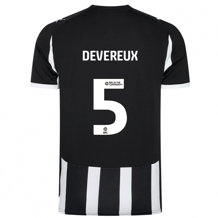 Danxen Bambino Maglia Frankie Devereux #5 Nero Bianco Kit Gara Home 2025/26 Maglietta