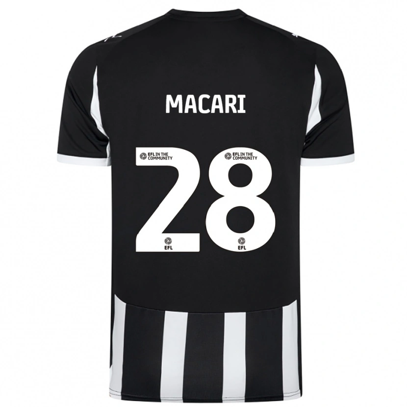 Danxen Bambino Maglia Lewis Macari #28 Nero Bianco Kit Gara Home 2025/26 Maglietta