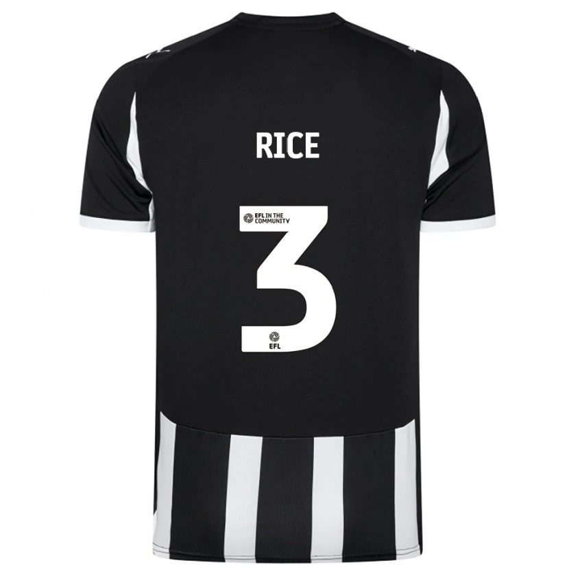 Danxen Bambino Maglia Alfie Rice #3 Nero Bianco Kit Gara Home 2025/26 Maglietta