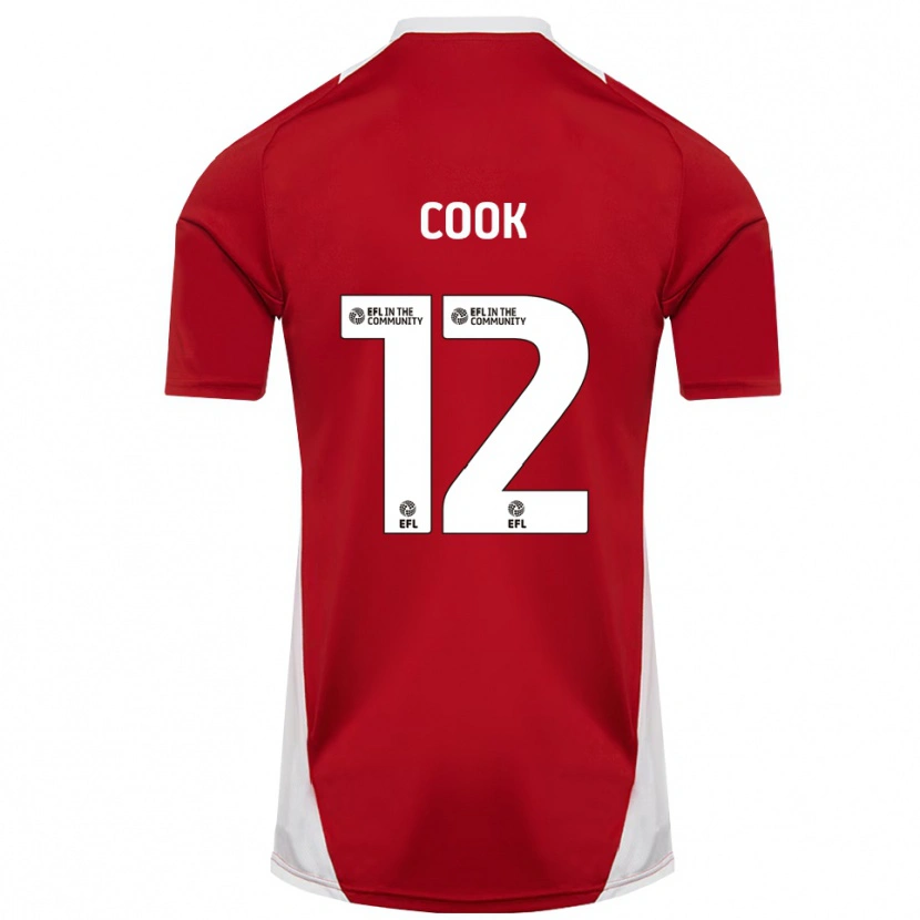 Danxen Bambino Maglia Izzy Cook #12 Rosso Bianco Oro Kit Gara Home 2025/26 Maglietta