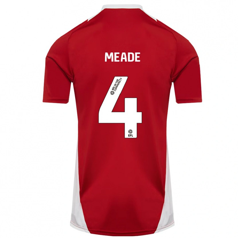 Danxen Bambino Maglia Isi Meade #4 Rosso Bianco Oro Kit Gara Home 2025/26 Maglietta