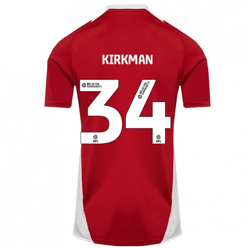 Danxen Bambino Maglia Billy Kirkman #34 Rosso Bianco Oro Kit Gara Home 2025/26 Maglietta