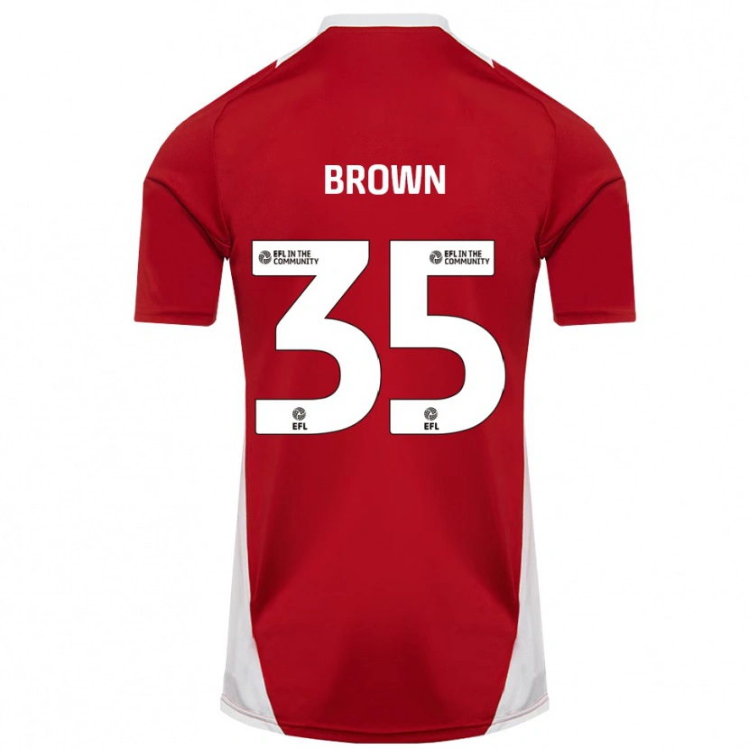 Danxen Bambino Maglia Jaxon Brown #35 Rosso Bianco Oro Kit Gara Home 2025/26 Maglietta