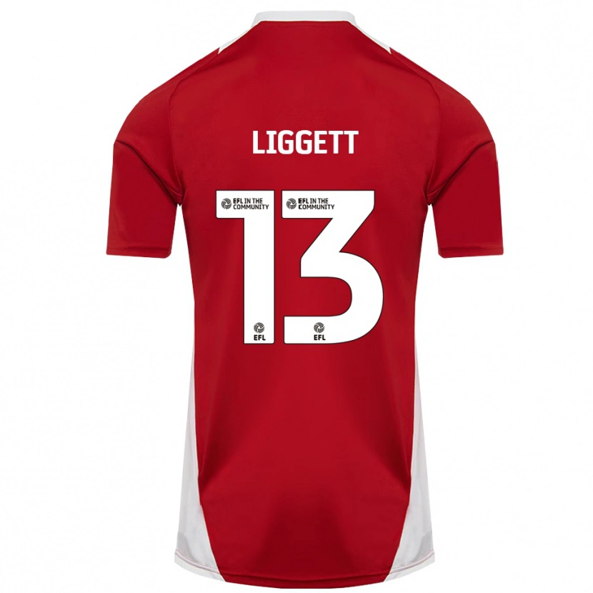 Danxen Bambino Maglia Lacy Liggett #13 Rosso Bianco Oro Kit Gara Home 2025/26 Maglietta