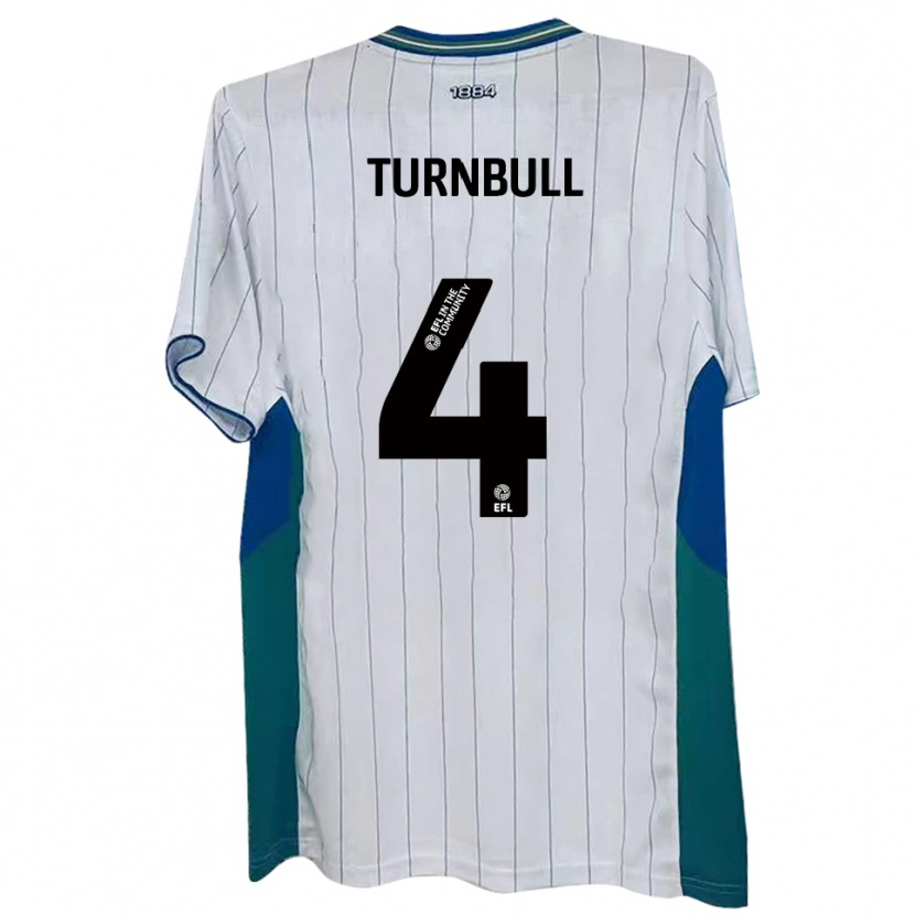 Danxen Bambino Maglia Jordan Turnbull #4 Bianco Verde Blu Kit Gara Home 2025/26 Maglietta
