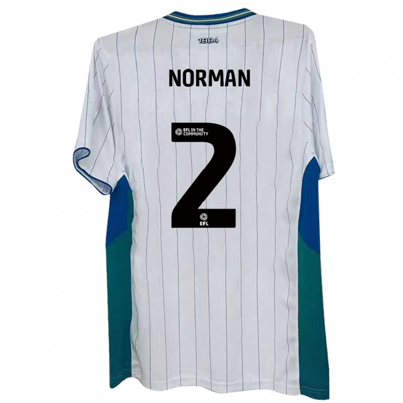 Danxen Bambino Maglia Cameron Norman #2 Bianco Verde Blu Kit Gara Home 2025/26 Maglietta