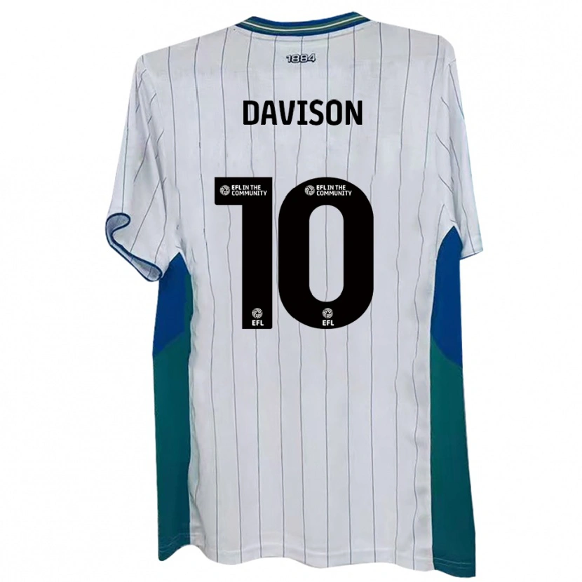 Danxen Bambino Maglia Josh Davison #10 Bianco Verde Blu Kit Gara Home 2025/26 Maglietta