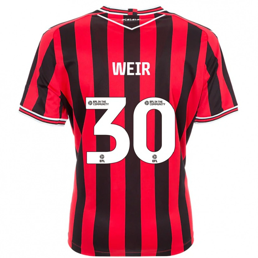 Danxen Bambino Maglia Evan Weir #30 Rosso Nero Kit Gara Home 2025/26 Maglietta
