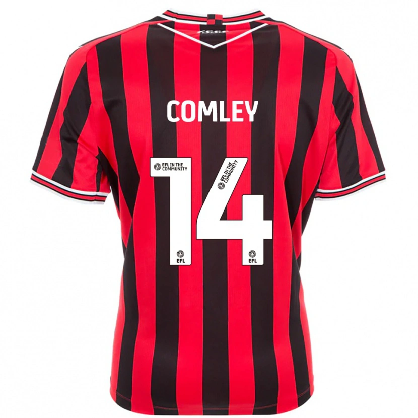 Danxen Bambino Maglia Brandon Comley #14 Rosso Nero Kit Gara Home 2025/26 Maglietta