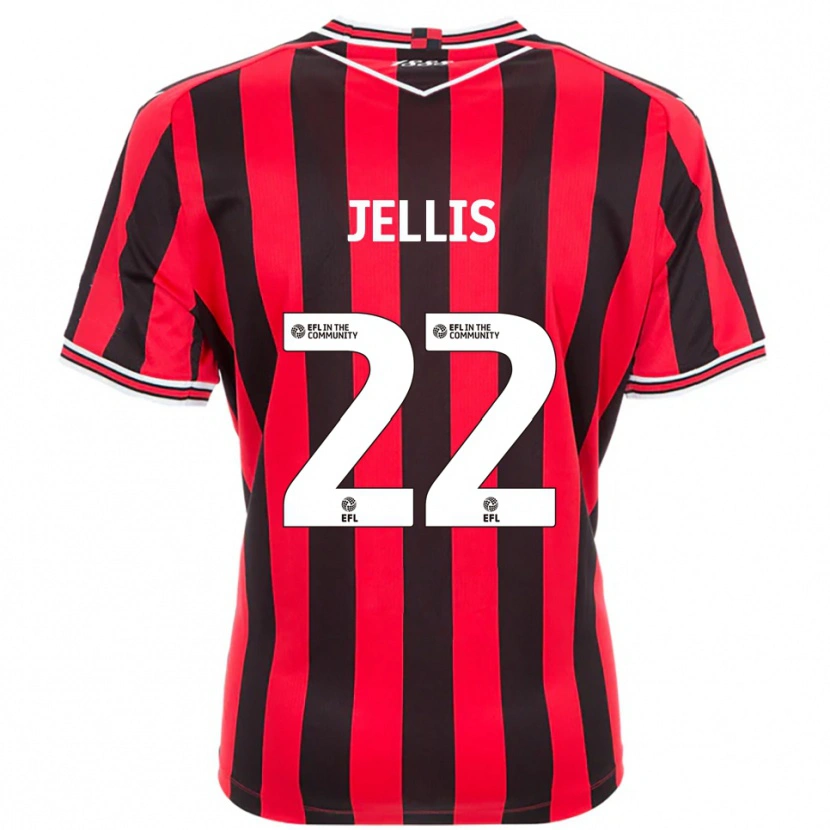 Danxen Bambino Maglia Jamie Jellis #22 Rosso Nero Kit Gara Home 2025/26 Maglietta