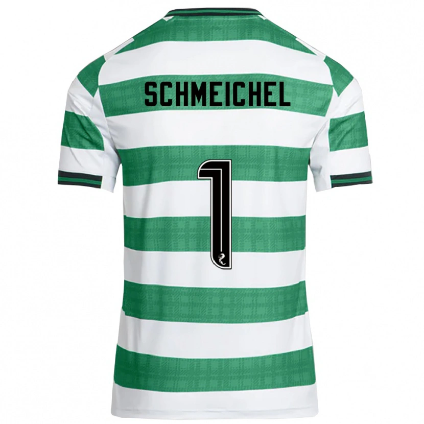 Danxen Bambino Maglia Kasper Schmeichel #1 Verde Bianco Kit Gara Home 2025/26 Maglietta