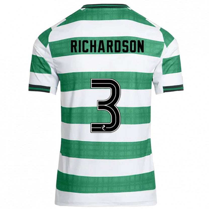 Danxen Bambino Maglia Amy Richardson #3 Verde Bianco Kit Gara Home 2025/26 Maglietta