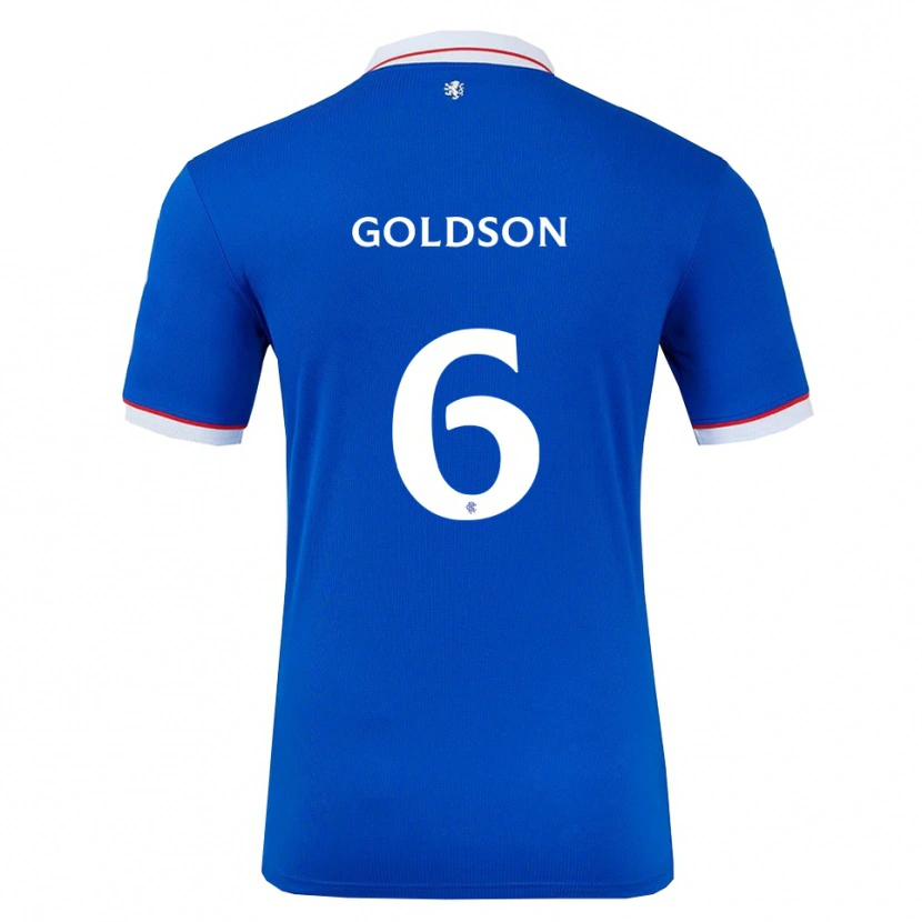Danxen Bambino Maglia Connor Goldson #6 Blu Bianco Kit Gara Home 2025/26 Maglietta