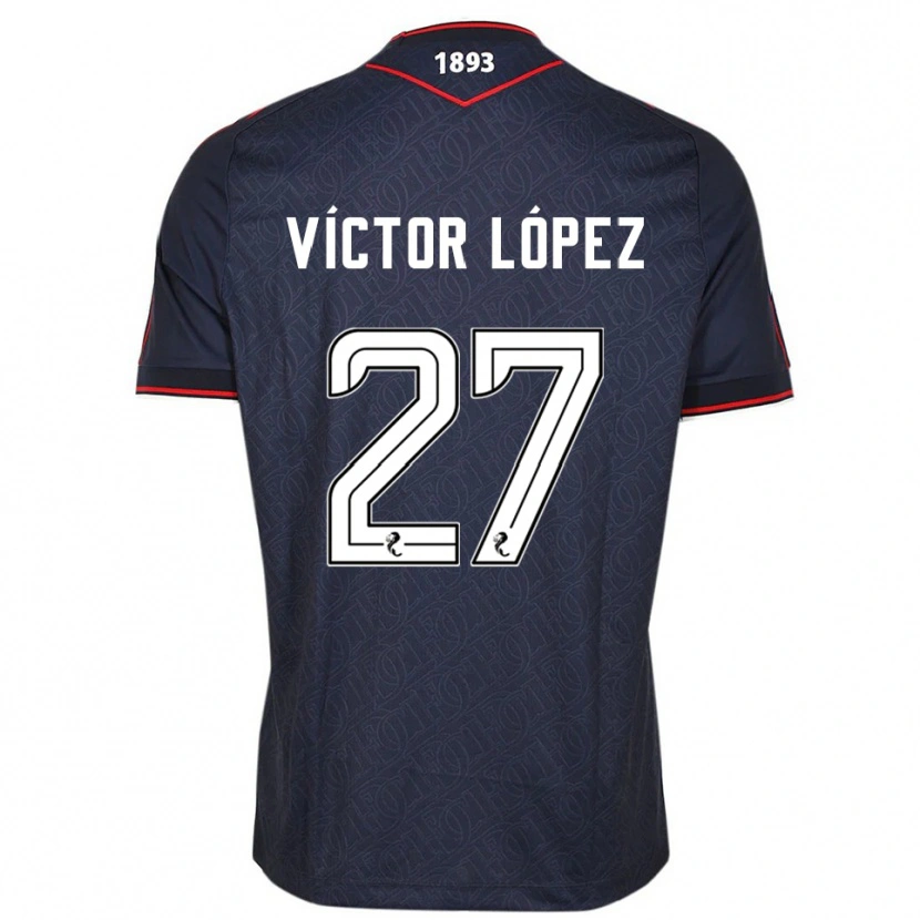Danxen Bambino Maglia Víctor López #27 Blu Navy Bianco Kit Gara Home 2025/26 Maglietta