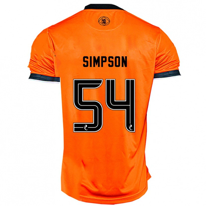 Danxen Bambino Maglia Finlay Simpson #54 Arancione Nero Kit Gara Home 2025/26 Maglietta