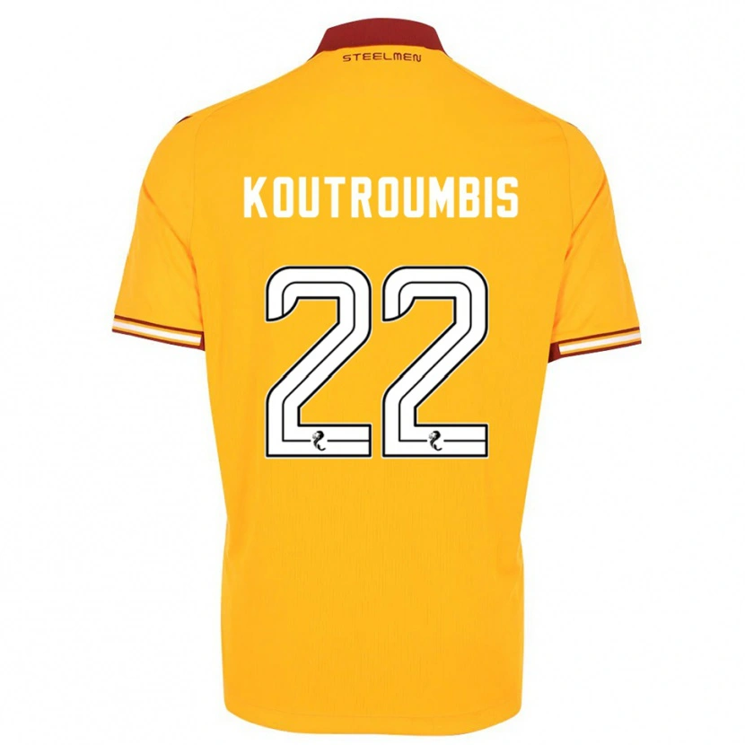 Danxen Bambino Maglia John Koutroumbis #22 Giallo Bordeaux Kit Gara Home 2025/26 Maglietta
