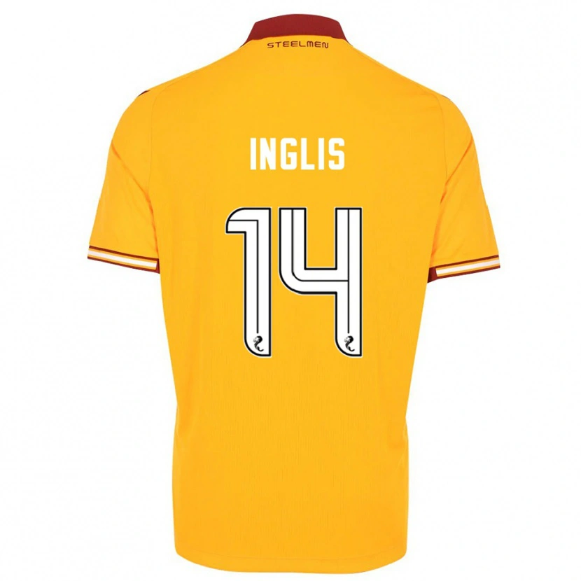 Danxen Bambino Maglia Gill Inglis #14 Giallo Bordeaux Kit Gara Home 2025/26 Maglietta