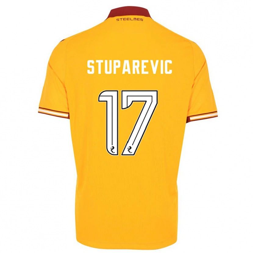 Danxen Bambino Maglia Filip Stuparevic #17 Giallo Bordeaux Kit Gara Home 2025/26 Maglietta