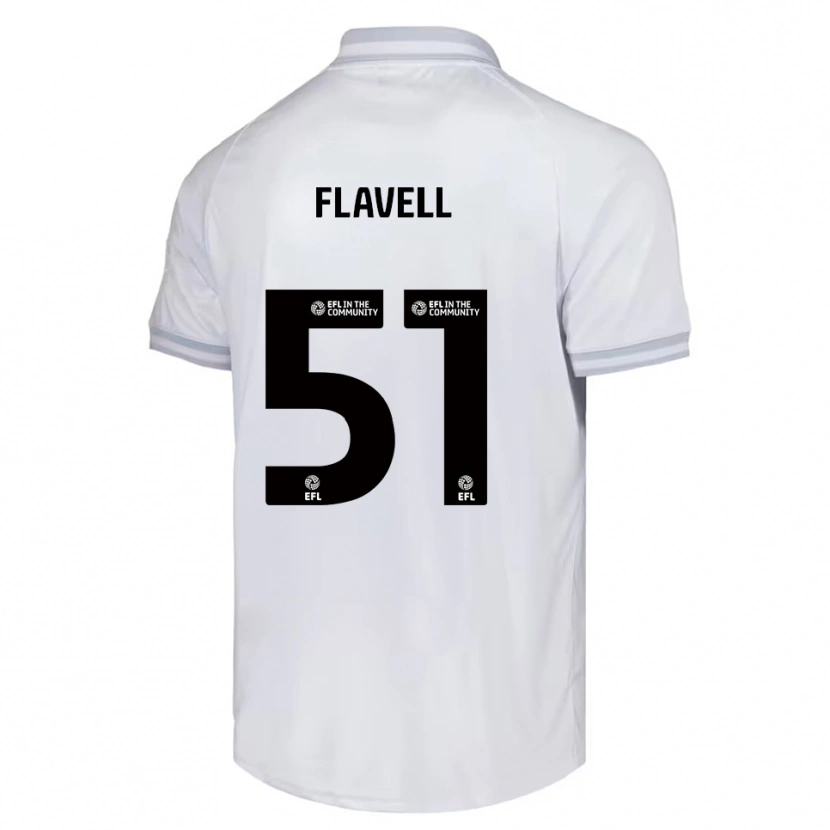 Danxen Bambino Maglia Kieren Flavell #51 Bianco Grigio Nero Kit Gara Away 2025/26 Maglietta