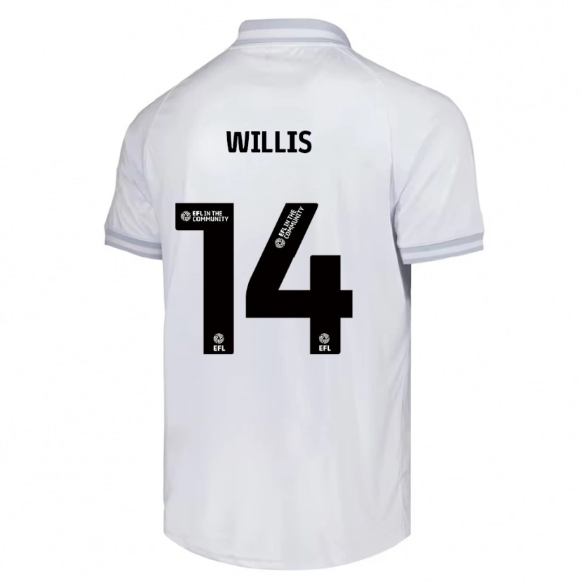 Danxen Bambino Maglia Nathan Willis #14 Bianco Grigio Nero Kit Gara Away 2025/26 Maglietta