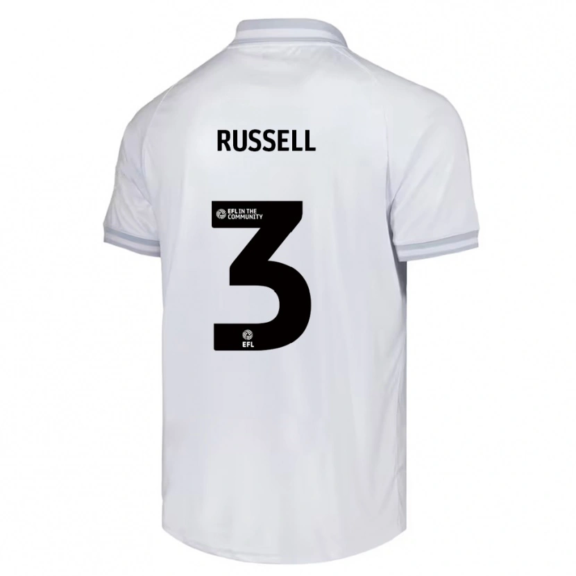 Danxen Bambino Maglia Jon Russell #3 Bianco Grigio Nero Kit Gara Away 2025/26 Maglietta