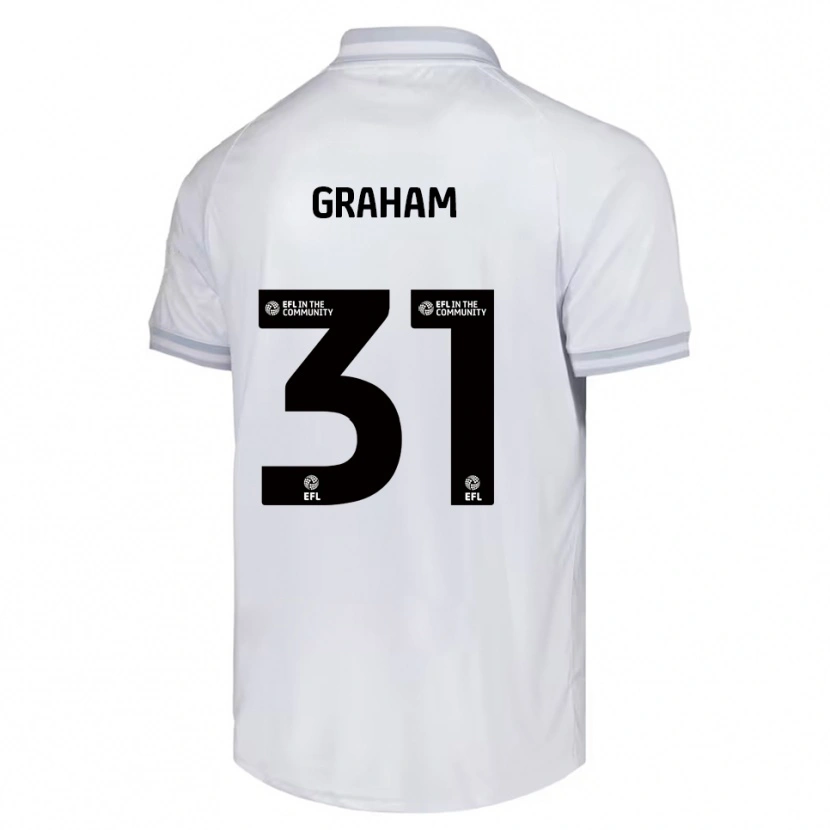 Danxen Bambino Maglia Kieran Graham #31 Bianco Grigio Nero Kit Gara Away 2025/26 Maglietta