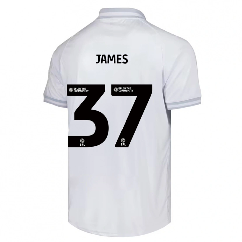 Danxen Bambino Maglia Nathan James #37 Bianco Grigio Nero Kit Gara Away 2025/26 Maglietta