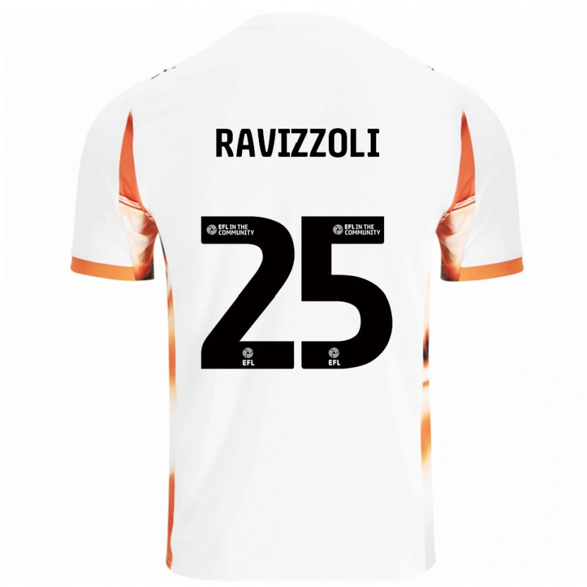 Danxen Bambino Maglia Franco Ravizzoli #25 Bianco Arancione Nero Kit Gara Away 2025/26 Maglietta