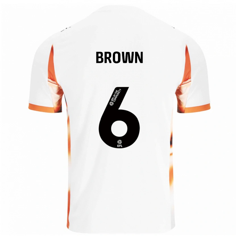 Danxen Bambino Maglia Jordan Brown #6 Bianco Arancione Nero Kit Gara Away 2025/26 Maglietta