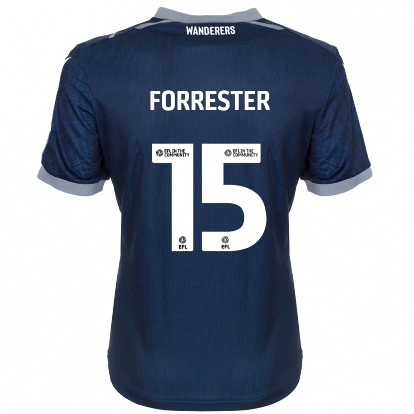 Danxen Bambino Maglia Will Forrester #15 Blu Navy Grigio Kit Gara Away 2025/26 Maglietta