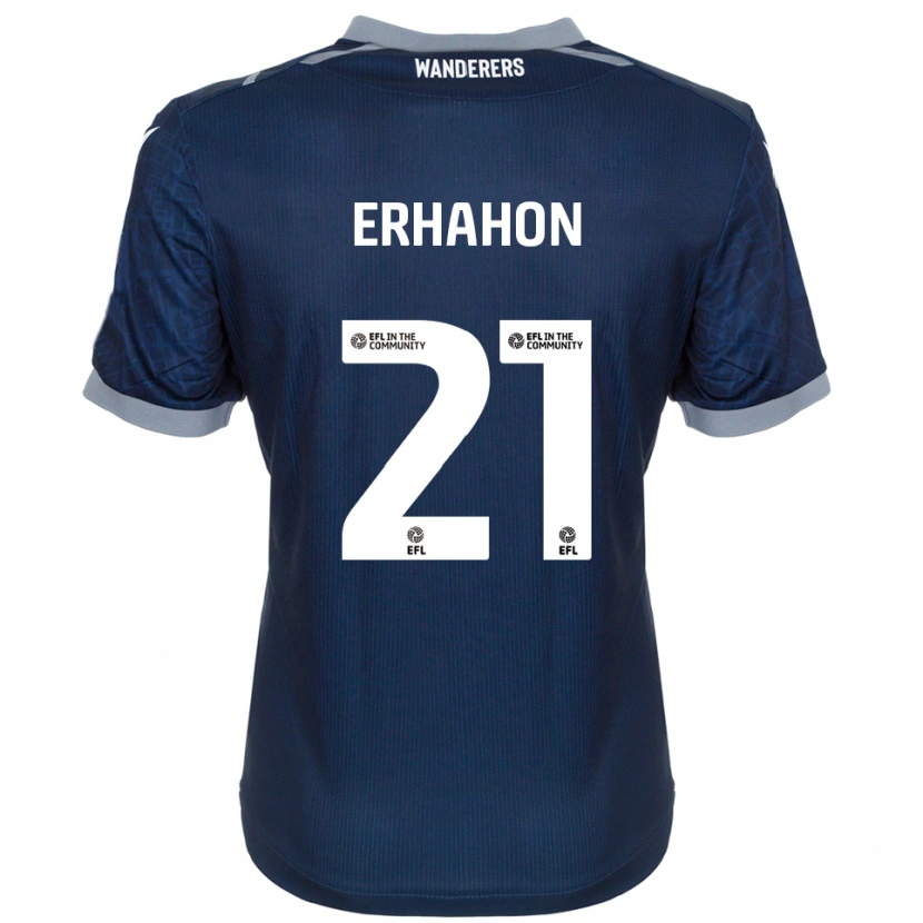 Danxen Bambino Maglia Ethan Erhahon #21 Blu Navy Grigio Kit Gara Away 2025/26 Maglietta