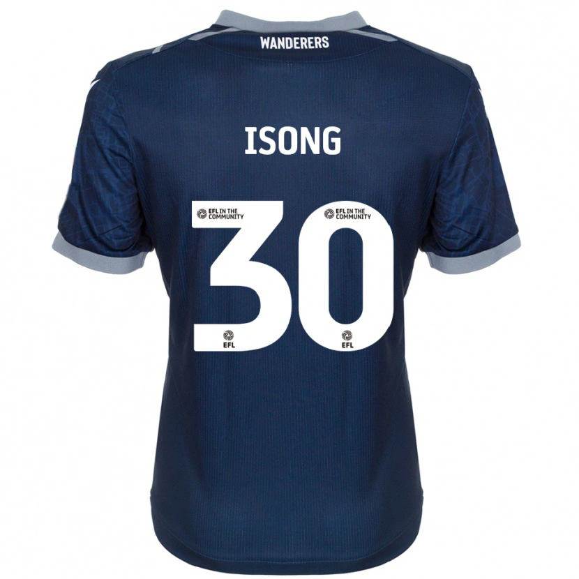 Danxen Bambino Maglia Mark Isong #30 Blu Navy Grigio Kit Gara Away 2025/26 Maglietta