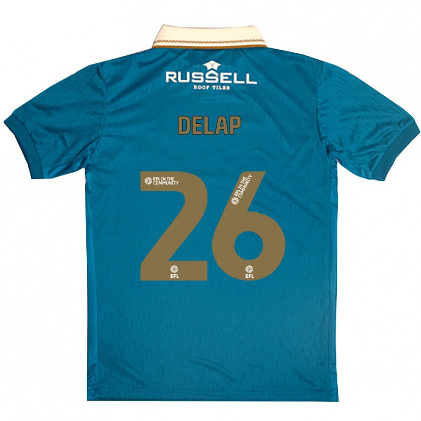 Danxen Bambino Maglia Finn Delap #26 Azzurro Bianco Kit Gara Away 2025/26 Maglietta
