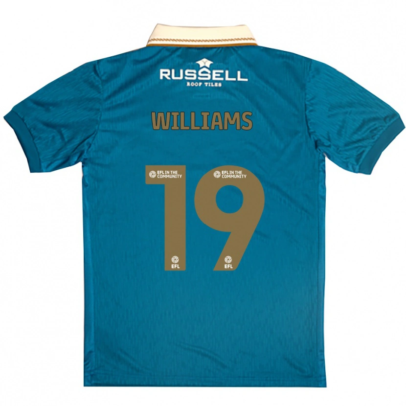 Danxen Bambino Maglia Dylan Williams #19 Azzurro Bianco Kit Gara Away 2025/26 Maglietta