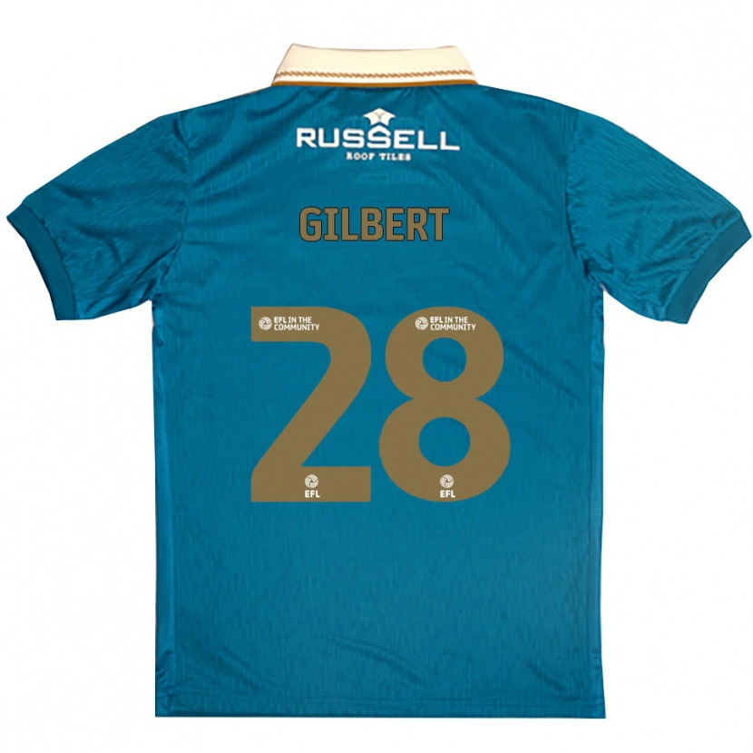 Danxen Bambino Maglia Cameron Gilbert #28 Azzurro Bianco Kit Gara Away 2025/26 Maglietta