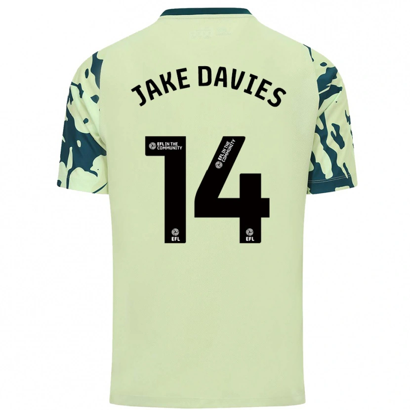Danxen Bambino Maglia Jake Davies #14 Verde Scuro Kit Gara Away 2025/26 Maglietta