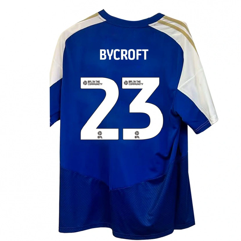 Danxen Bambino Maglia Jack Bycroft #23 Blu Bianco Oro Kit Gara Away 2025/26 Maglietta