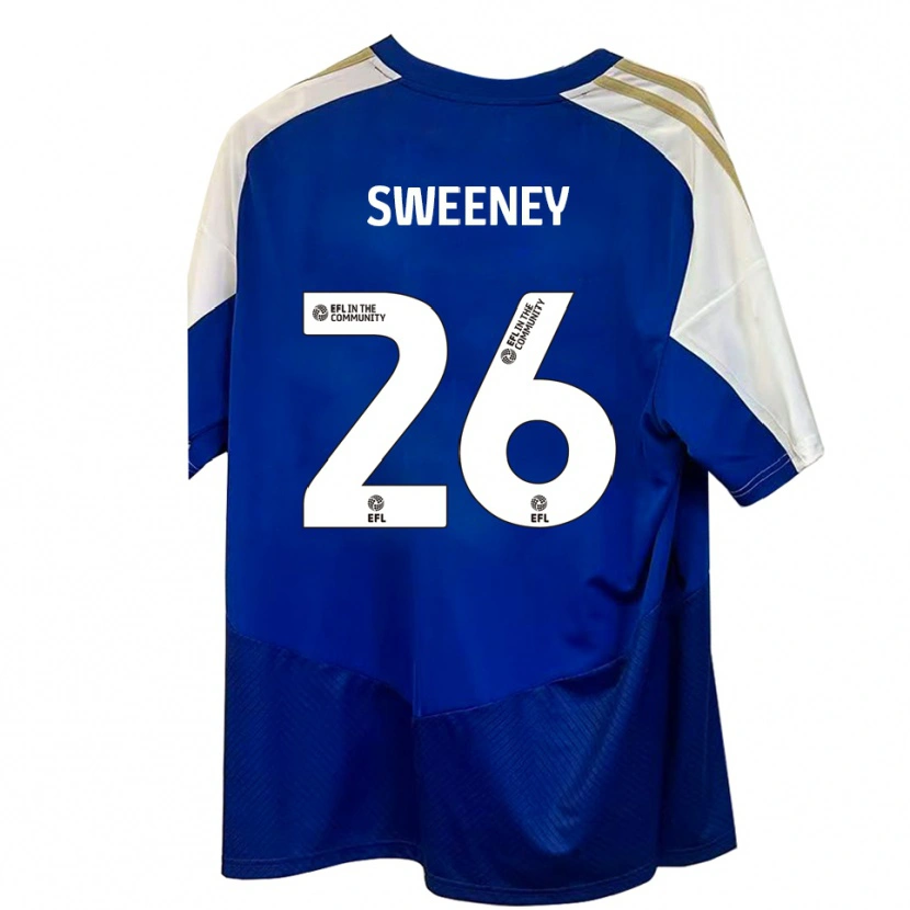 Danxen Bambino Maglia Pierce Sweeney #26 Blu Bianco Oro Kit Gara Away 2025/26 Maglietta